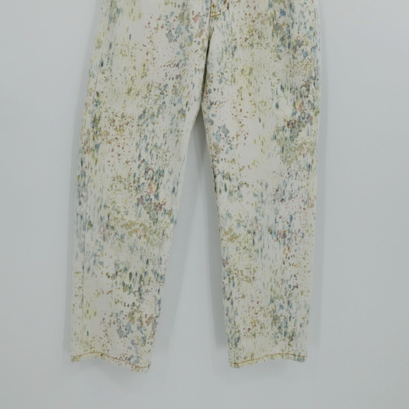 Free People Jean Women 26x27 Cream Denim Boyfriend Paint Splatter Artsy Boho - Picture 9 of 12